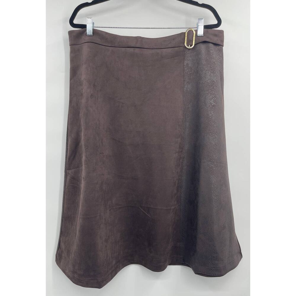 Marc Andrew Marc Womens Expresso Embossed Croc Print a Line Skirt Brown XL NEW